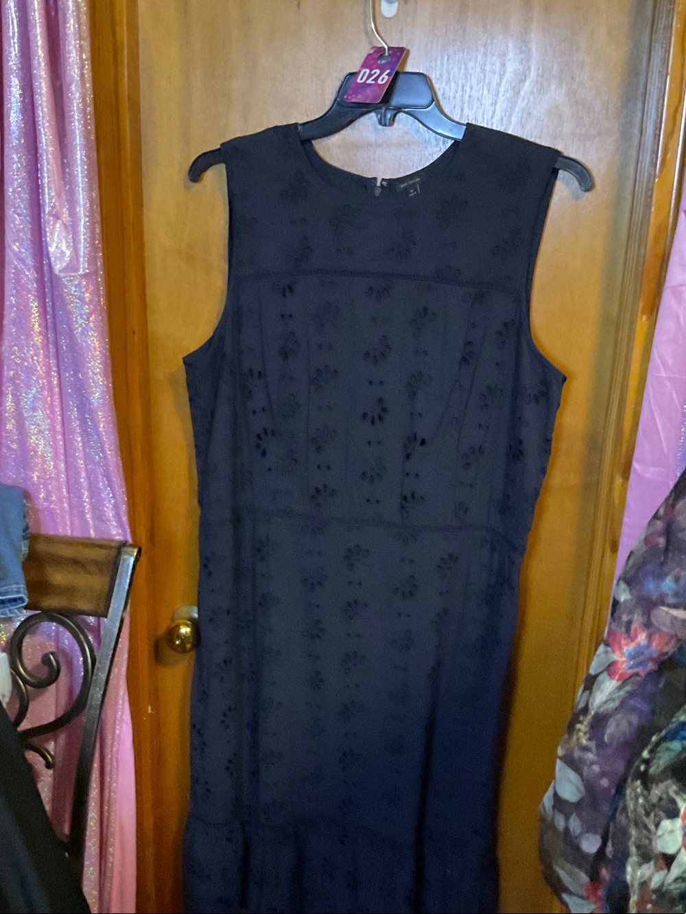 26 - Ann Taylor Black Sleeveless Eyelet Midi Dress